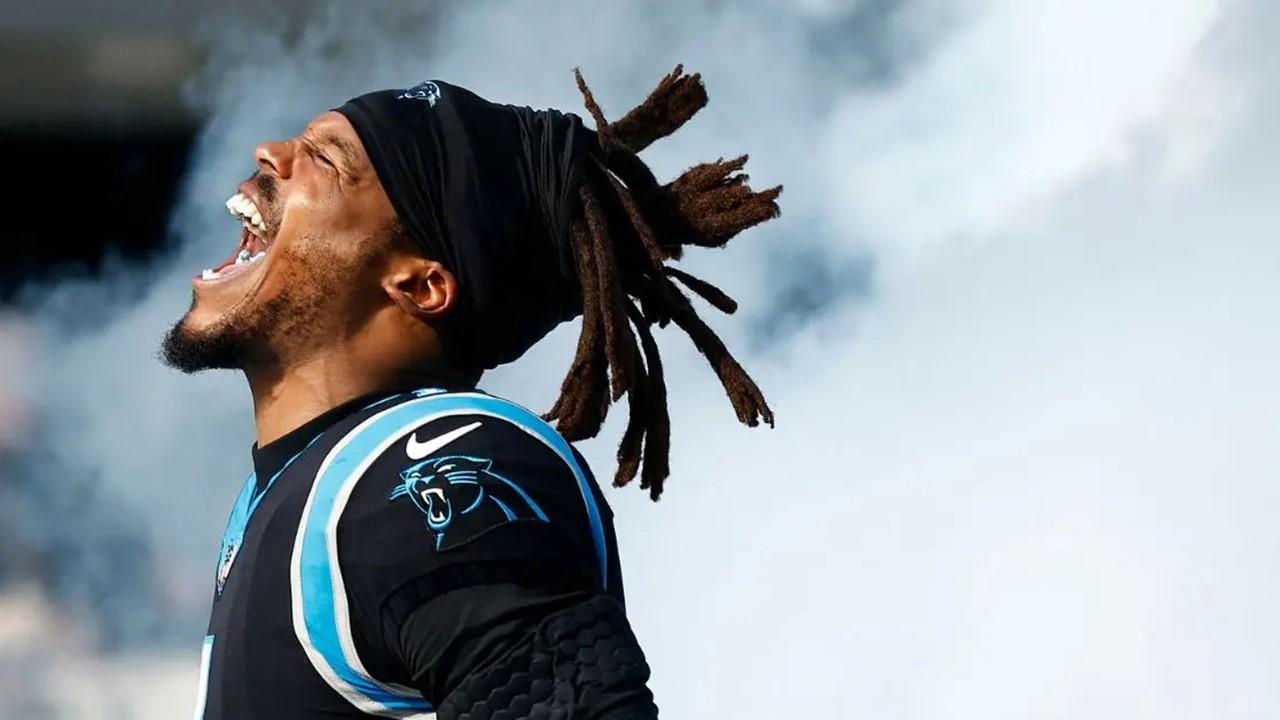  Cam Newton #1 of the Carolina Panthers is introduced prior to the first half of the game against the Tampa Bay Buccaneers