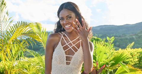 Charity Lawson shows off her engagement ring during the Season 20 finale of 'The Bachelorette'