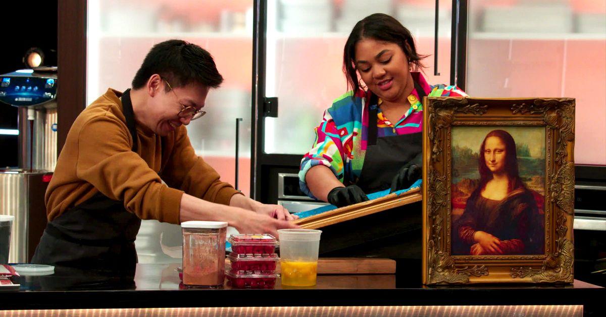 Contestants Miko Kaw Hok Uy and Dayna Smith while creating a Mona Lisa cake on the Season 2 finale of 'Is It Cake?'