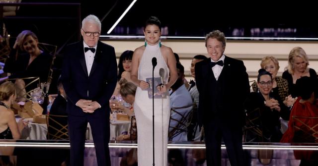 Steve Martin, Selena Gomez, and Martin Short presenting at the 74th Primetime Emmy Awards.