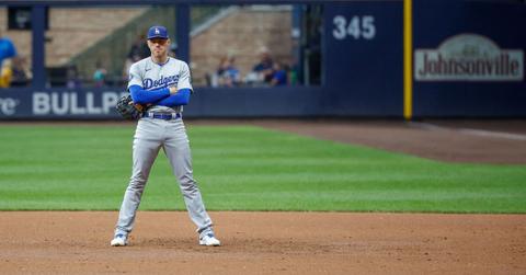 Freddie Freeman in the outfield for the Dodgers.