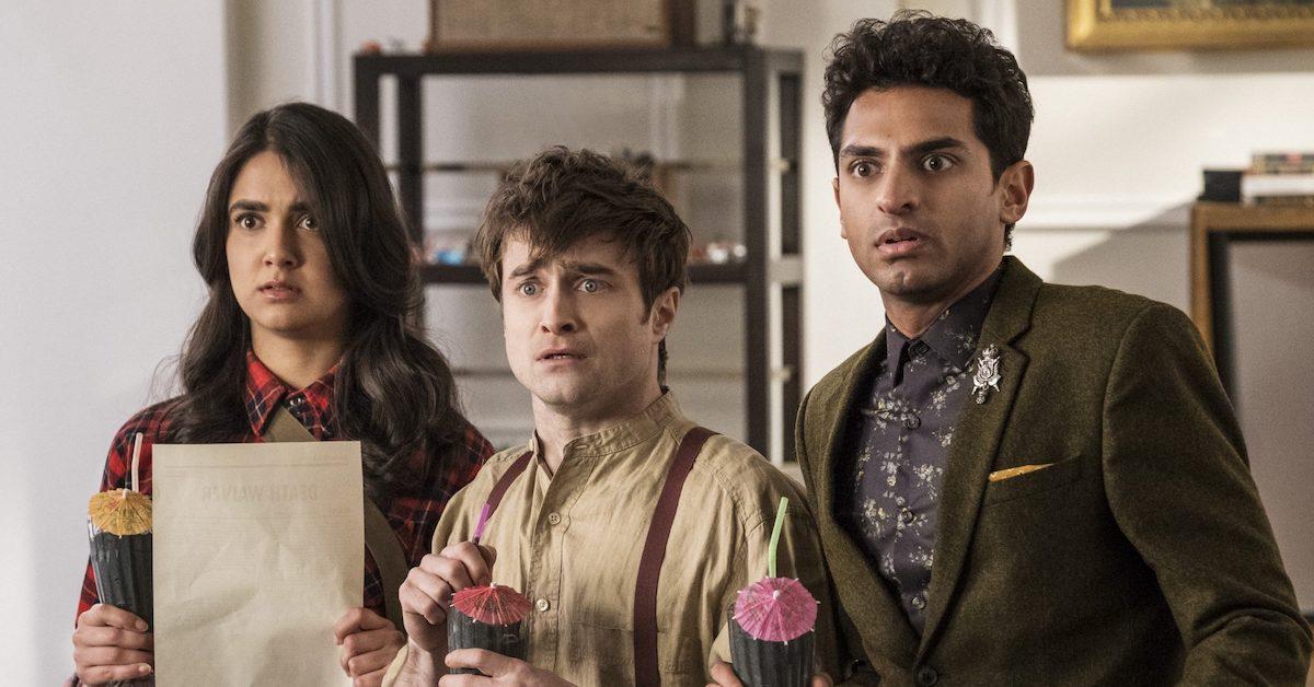 Geraldine Viswanathan, Daniel Radcliffe, & Karan Soni in 'Miracle Workers'