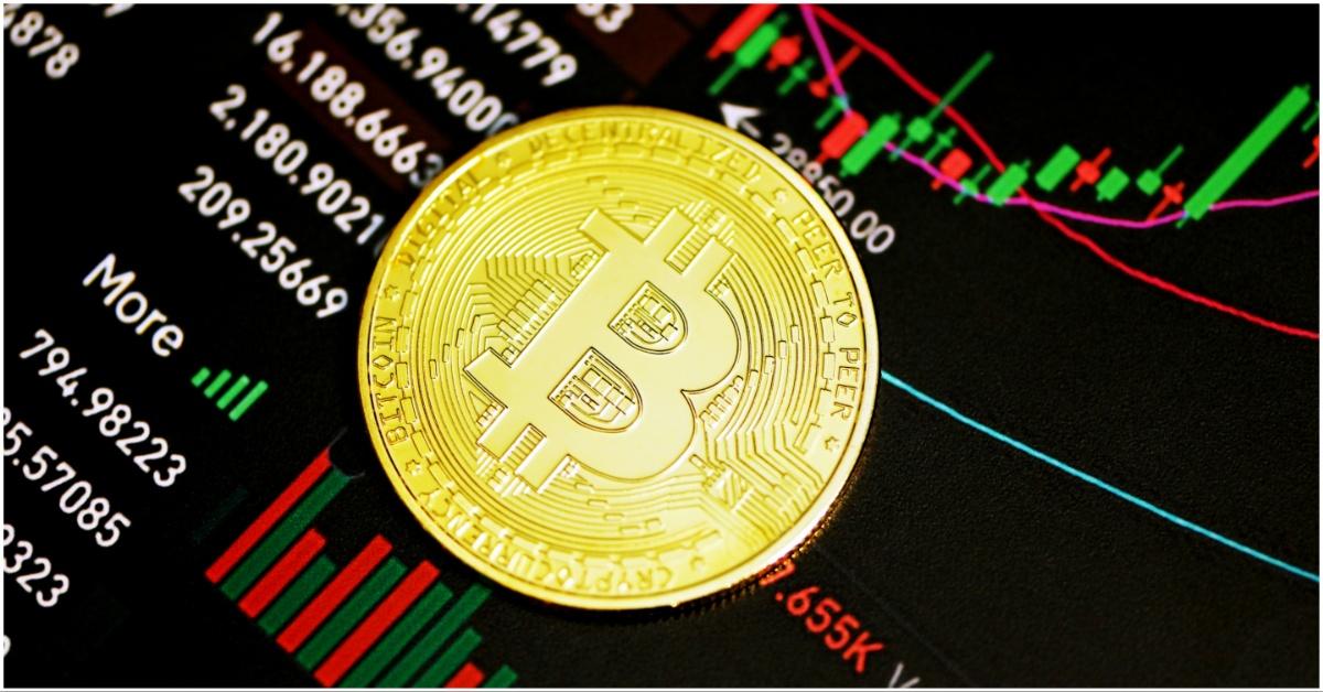 Bitcoin sitting on a screen with market details