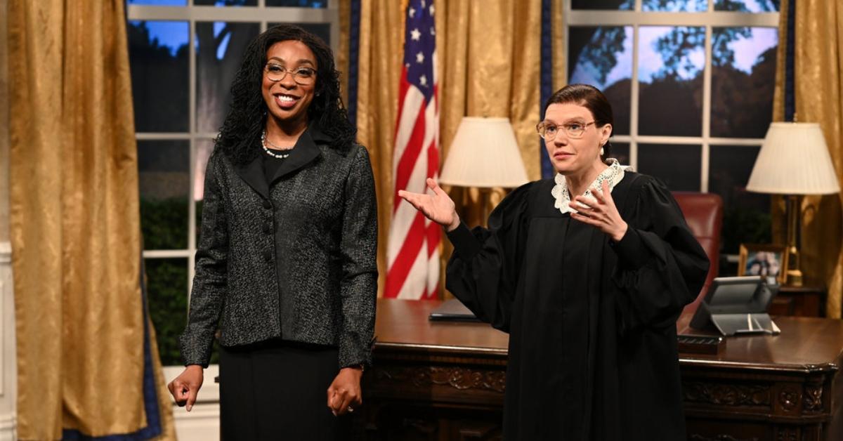 Ego Nwodim as Justice Ketanji Brown Jackson and Kate McKinnon as Justice Ruth Bader Ginsberg