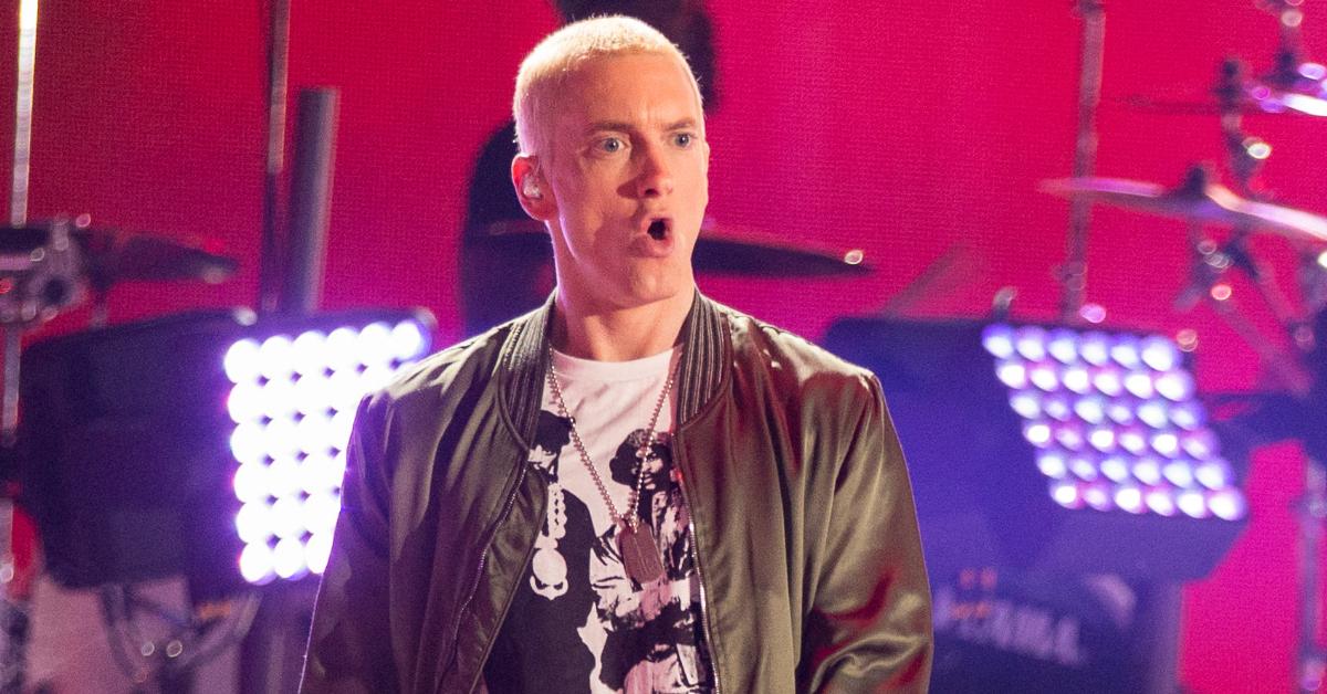 Eminem performs onstage at the 2014 MTV Movie Awards 