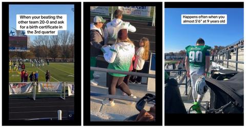 TikToker @tammymariemccormi revealed that the opposing football team asked for her son's birth certificate because they thought he might be too old to be on the team.