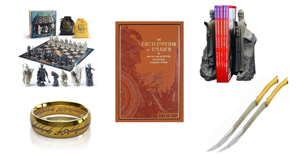 lotr chess set, ring of power, encyclopedia, bookends, knives