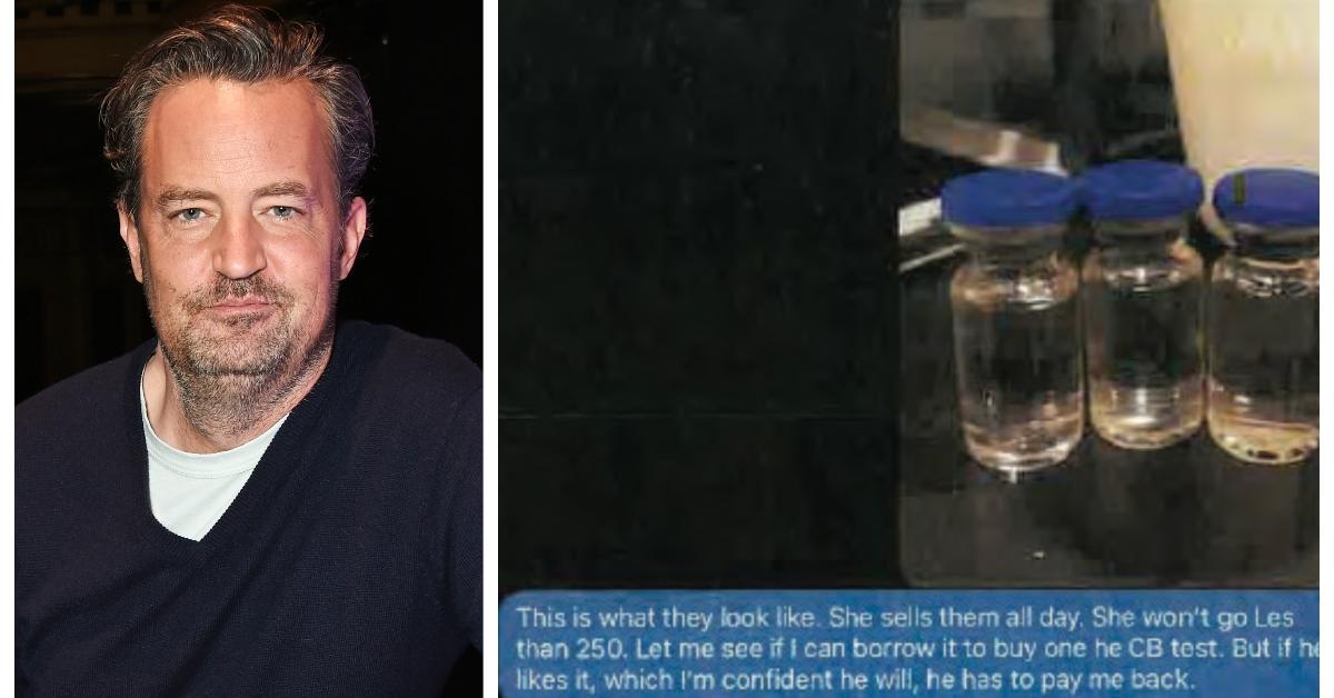 (L-R): Matthew Perry; photograph of 3 vials of ketamine