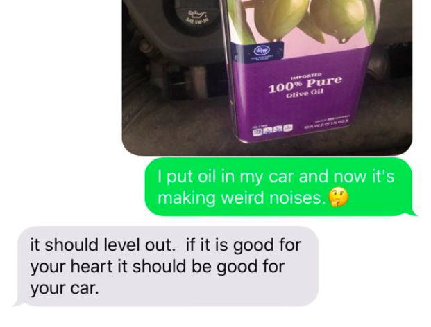 olive oil in your car prank