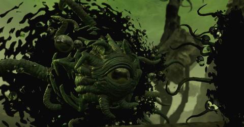 'The Elder Scrolls Online: Necrom' Eldritch eyeball creature coming out of a portal.