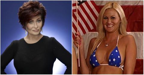 Sharon Osbourne in black and Megan Hauserman holding an American flag.