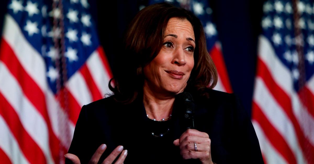 Vice President Kamala Harris attends a moderated conversation with former Trump administration national security official Olivia Troye and former Republican voter Amanda Stratton on July 17, 2024 in Kalamazoo, Michigan. (Photo by Chris duMond/Getty Images)