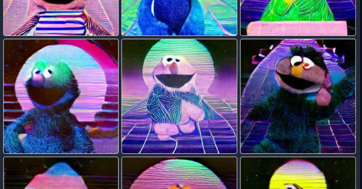 DALL-E Mini Image Generator Vaporwave Sesame Street