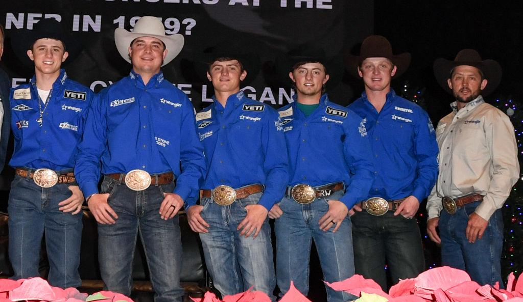 Stetson Wright, Jesse Wright, Ryder Wright, Rusty Wright, Spencer Wright and Cody Wright at the National Finals Rodeo in 2019