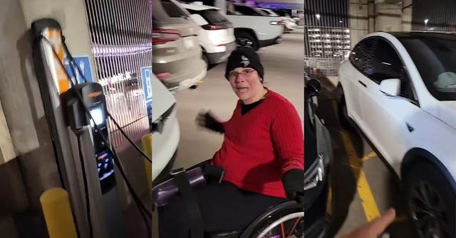 Tesla Blocks Handicap Spot So Car Can Charge
