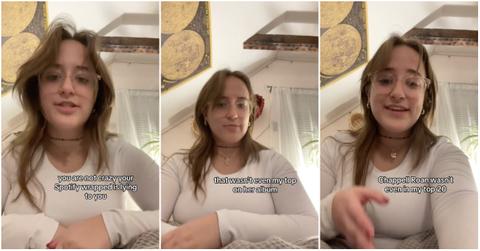 Viral post of girl who claims Spotify Wrapped is inaccurate.