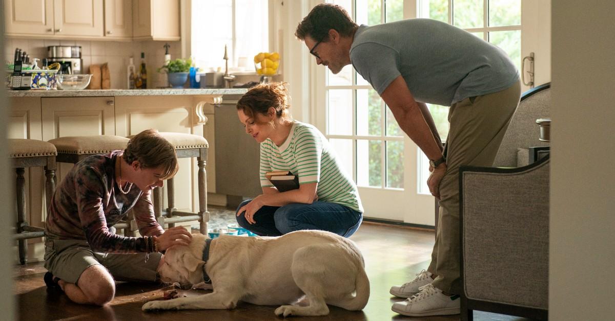 L to R) Johnny Berchtold as Fielding, Kimberly Williams-Paisley as Ginny, Rob Lowe as John