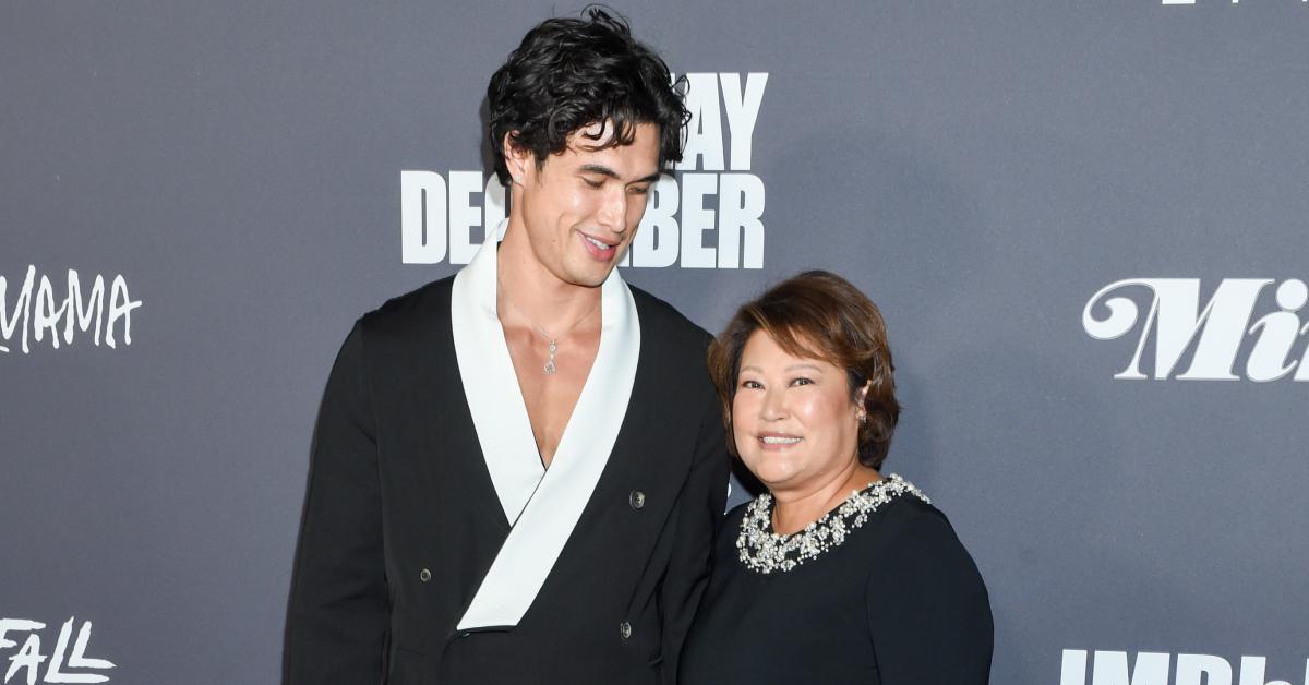 Charles Melton and his mom, Sukyong Melton, at The Critics Choice Association Celebration of Cinema & Television: Honoring Black, Latino and AAPI Achievements on Dec. 4, 2023. 