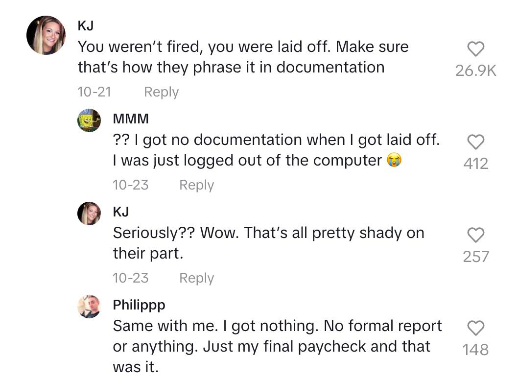 tiktok comment man laid off