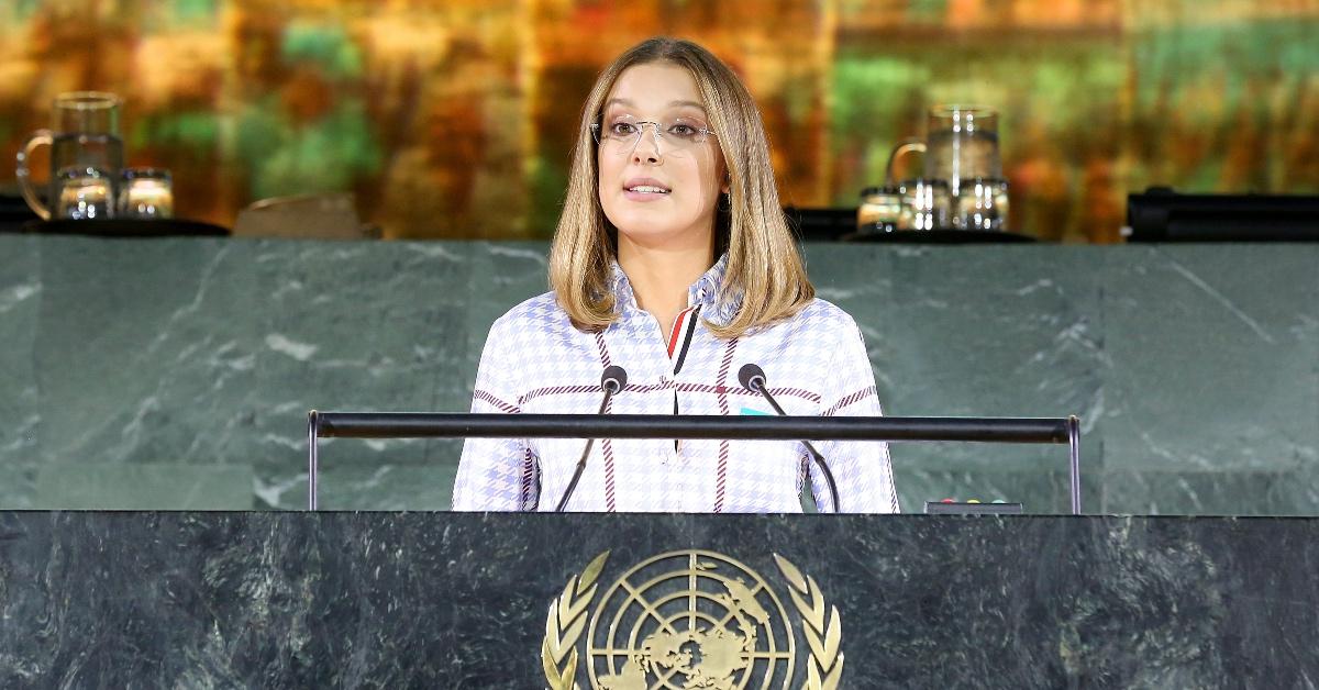 Millie Bobby Brown speaks at UNICEF.