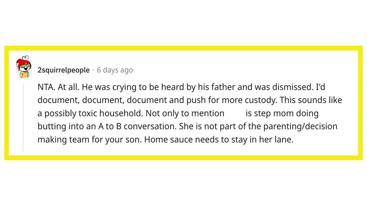 A Reddit commenter encourages the OP to document everything and push for more custody