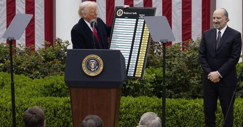 President Donald Trump unveils universal tariffs