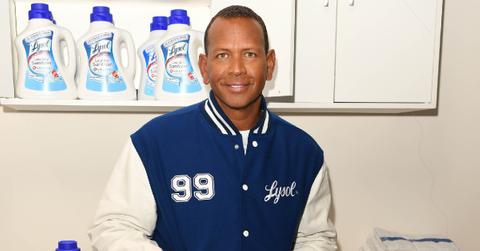 Alex Rodriguez poses in a Lysol bomber jacket for his Lysol Laundry Sanitizer campaign.
