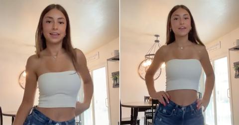 White Tube Top Girl dancing in her famous TikTok video.