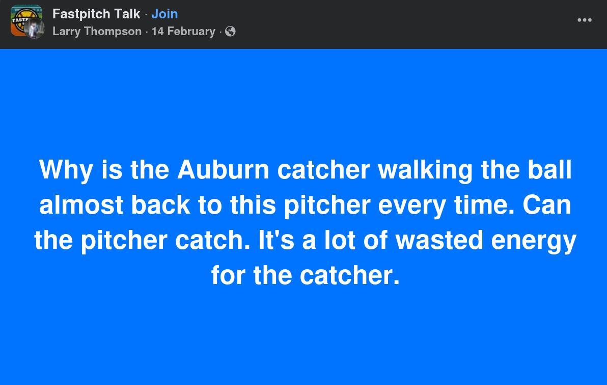 auburn catcher walking ball to pitcher