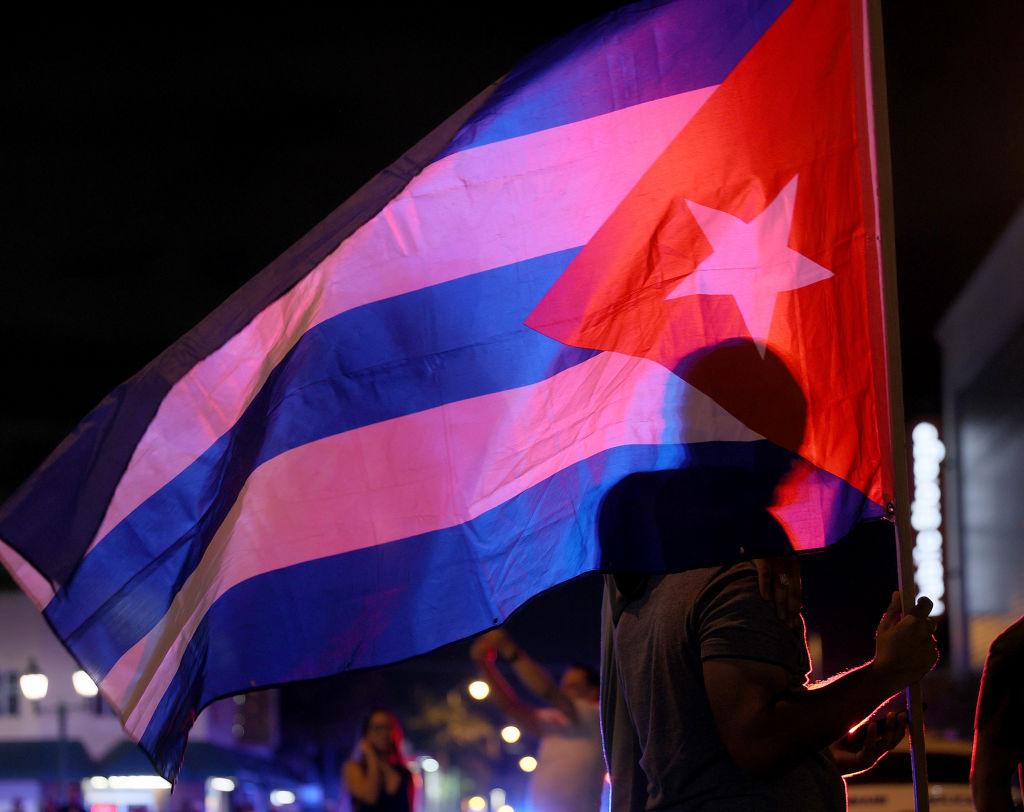 Cuban flag during protest