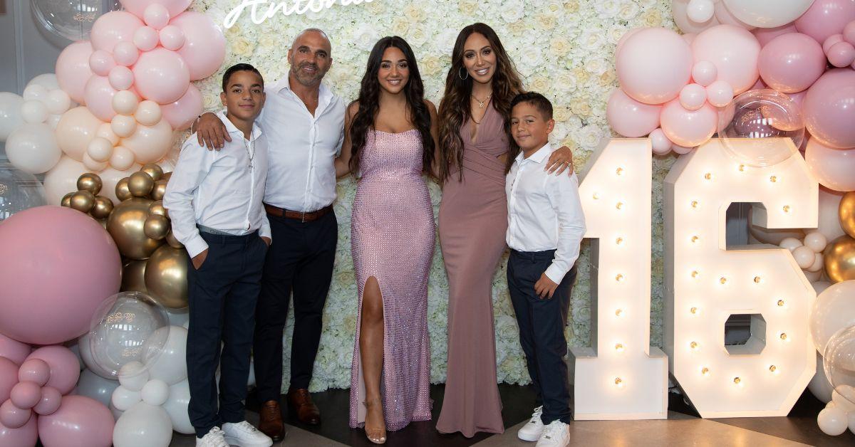 The Gorga family poses for a photo at Antonia's Sweet 16 