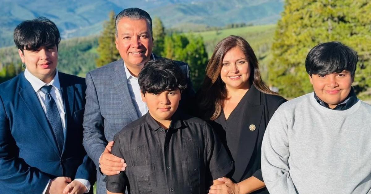 (l-r): Alex Padilla and his wife, Angela, and their kids.