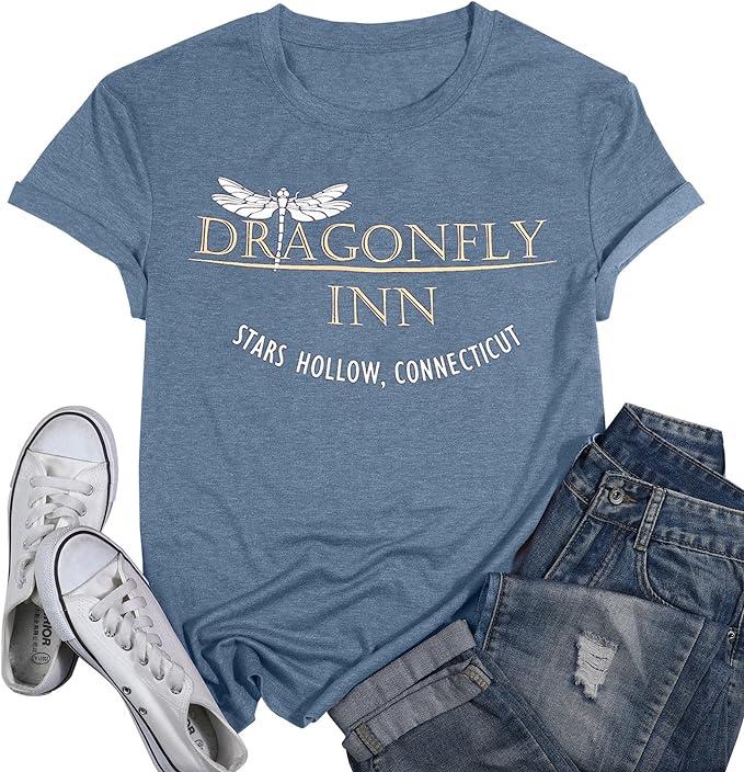 Dragonfly Inn heather blue tshirt