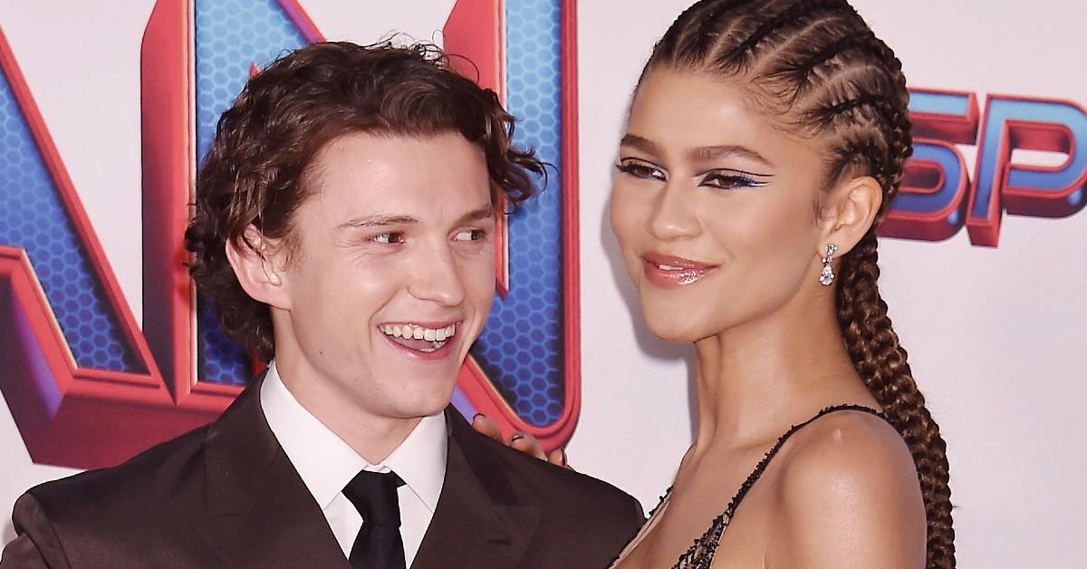 Zendaya with Tom Holland at a Spiderman screening