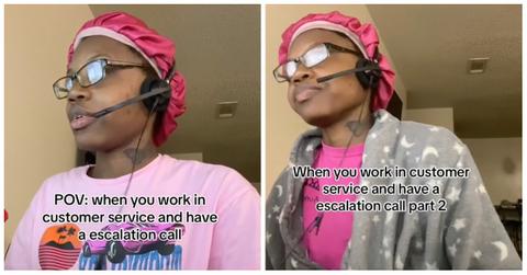 Ashley Williams takes customer service calls