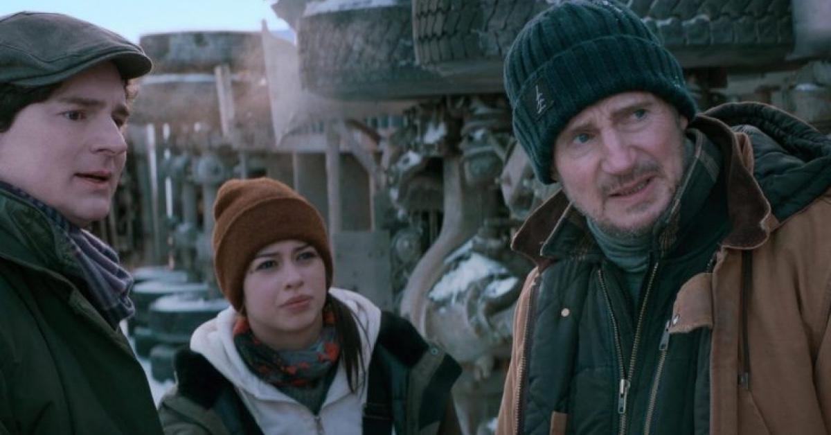 L-R: Benjamin Walker, Amber Midthunder, and Liam Neeson in 'The Ice Road.'