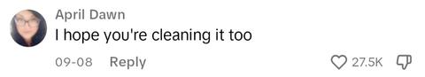 Comment on TikTok about cleaning up Nutella kitchen