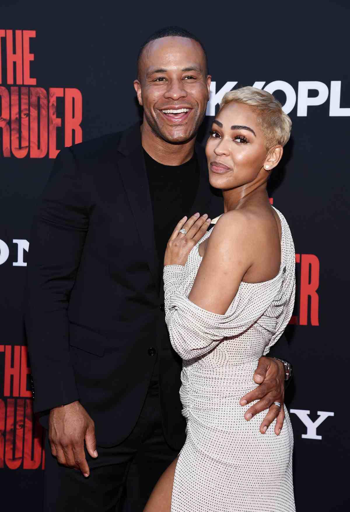 DeVon Franklin and Meagan Good at red carpet premiere