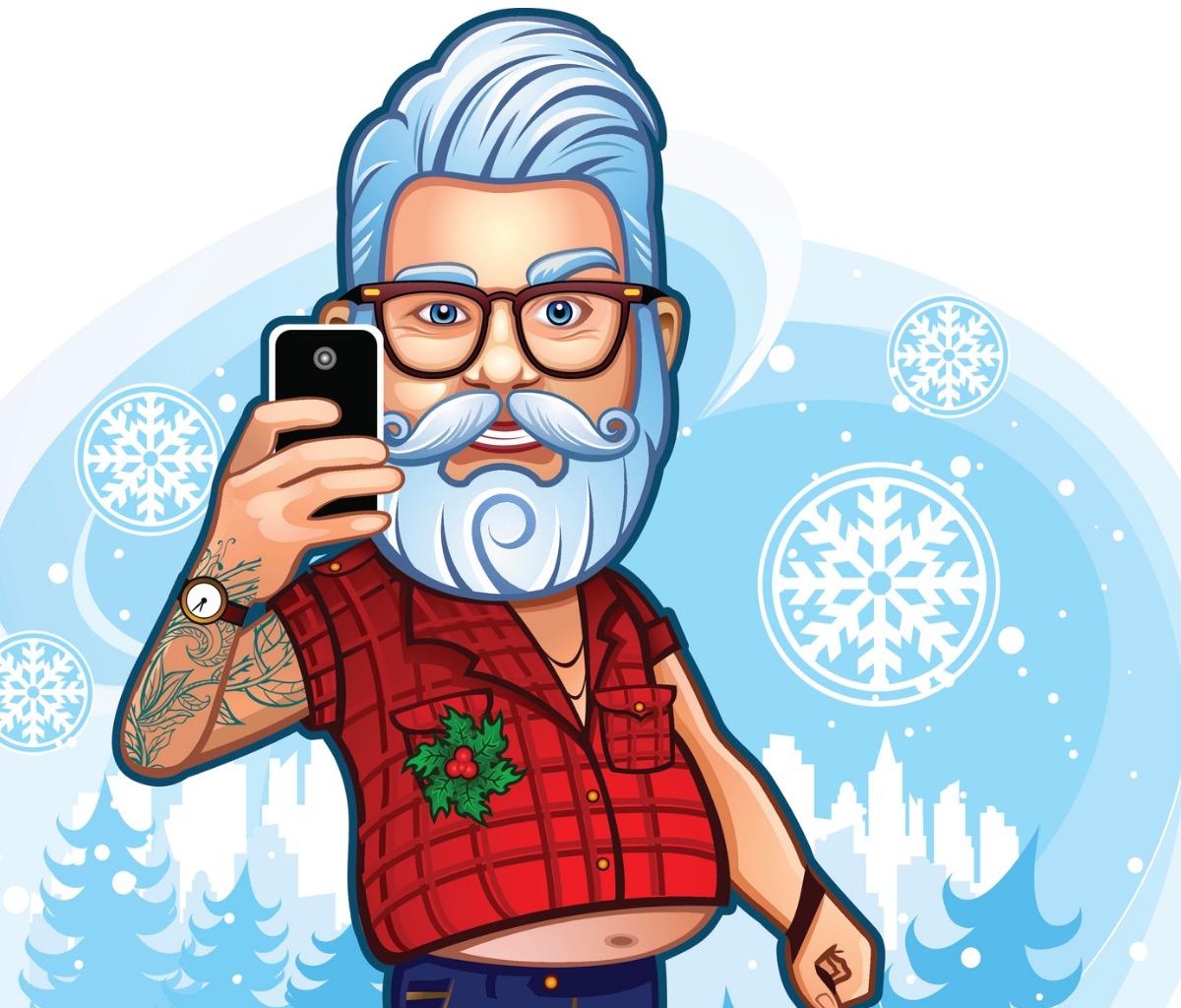 santa happy selfie vector id