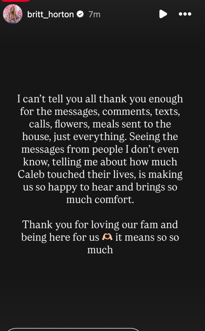 Britt Horton's Instagram Story