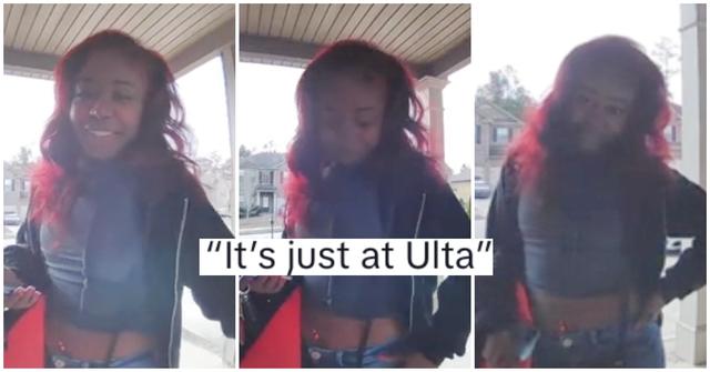 A young woman outside of a door