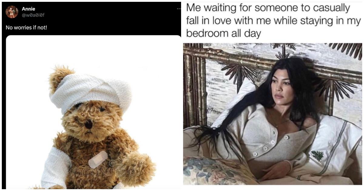 teddy bear kourt kardashian fall in love in bed meme