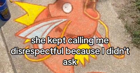 TikTok creator @varakaughn shares story of "disrespectful" chalk artwork