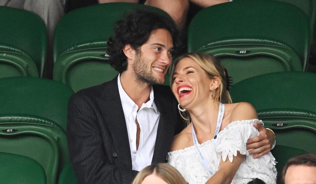 Sienna Miller in white dress with boyfriend Oli Green at Wimbledon 2022 
