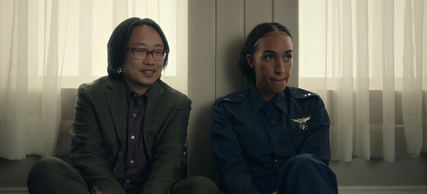 Space Force. (L to R) Jimmy O. Yang as Dr. Chan Kaifang, Tawny Newsome as Angela Ali