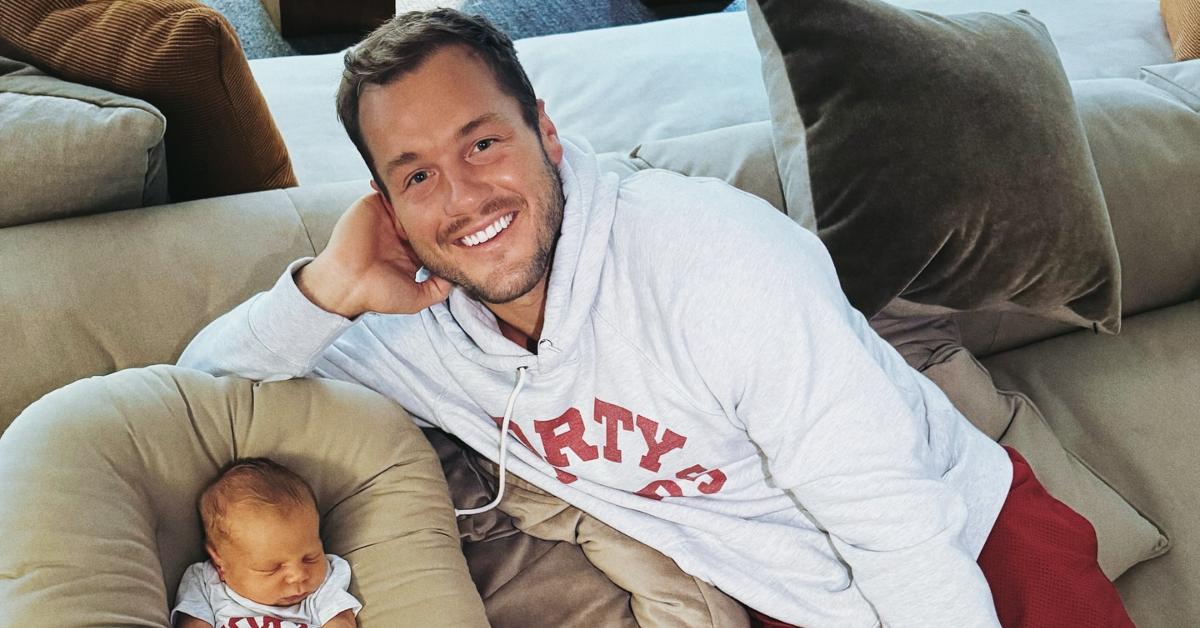 Colton Underwood and his son, Bishop, cheering on the San Francisco 49ers.