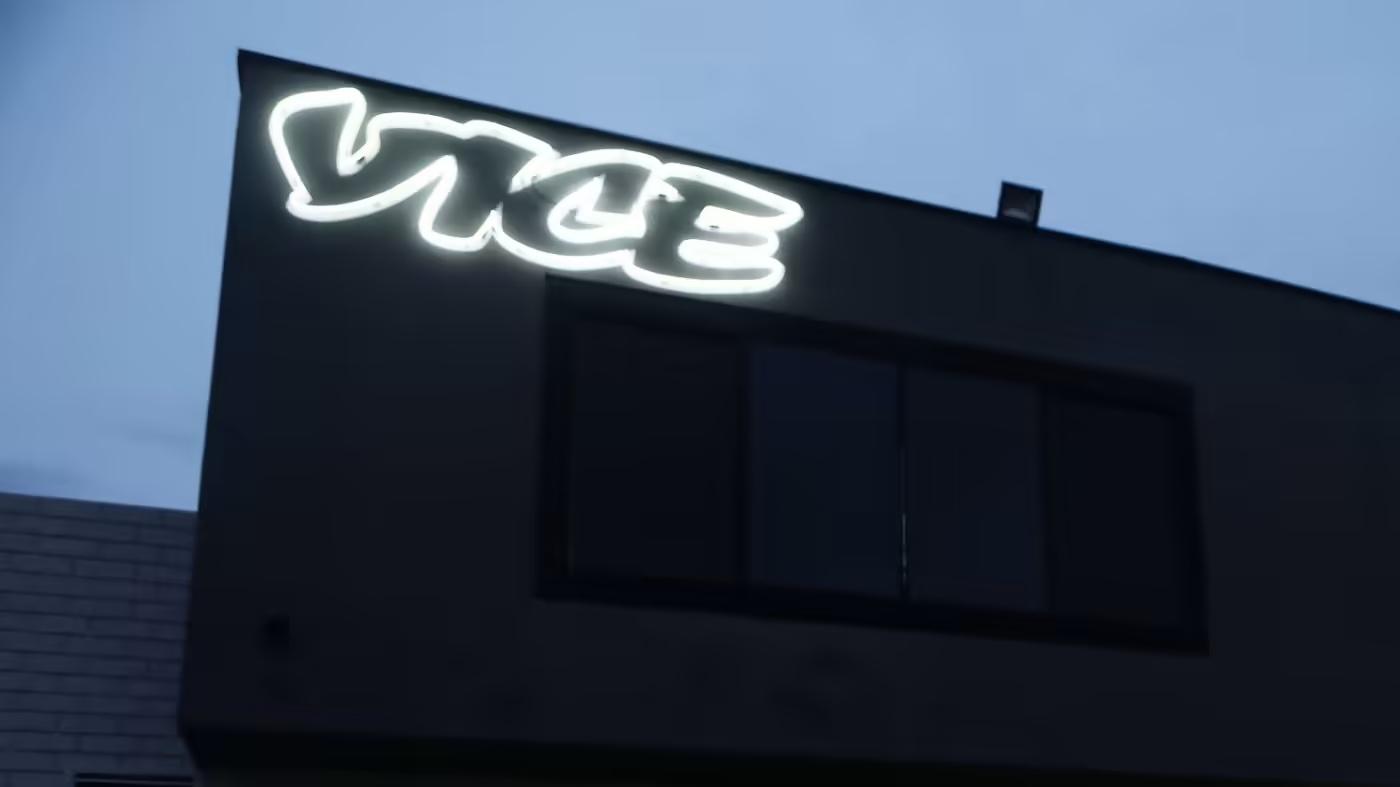 A photo of Vice's logo on a building