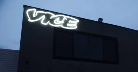 A photo of Vice's logo on a building