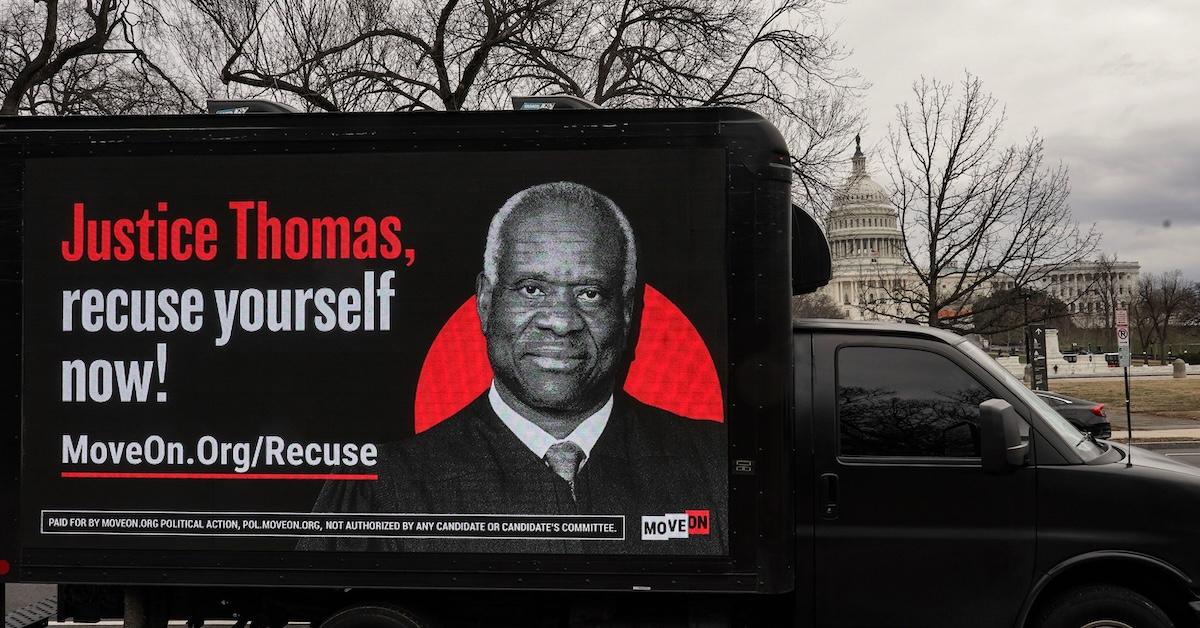 Justice Clarence Thomas MoveOn.Org truck billboard to recuse himself