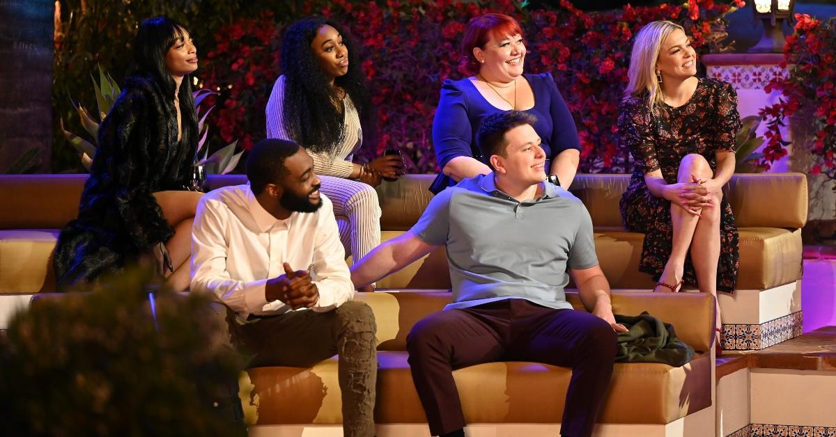 Carly sits with other 'Claim to Fame' contestants on elimination night